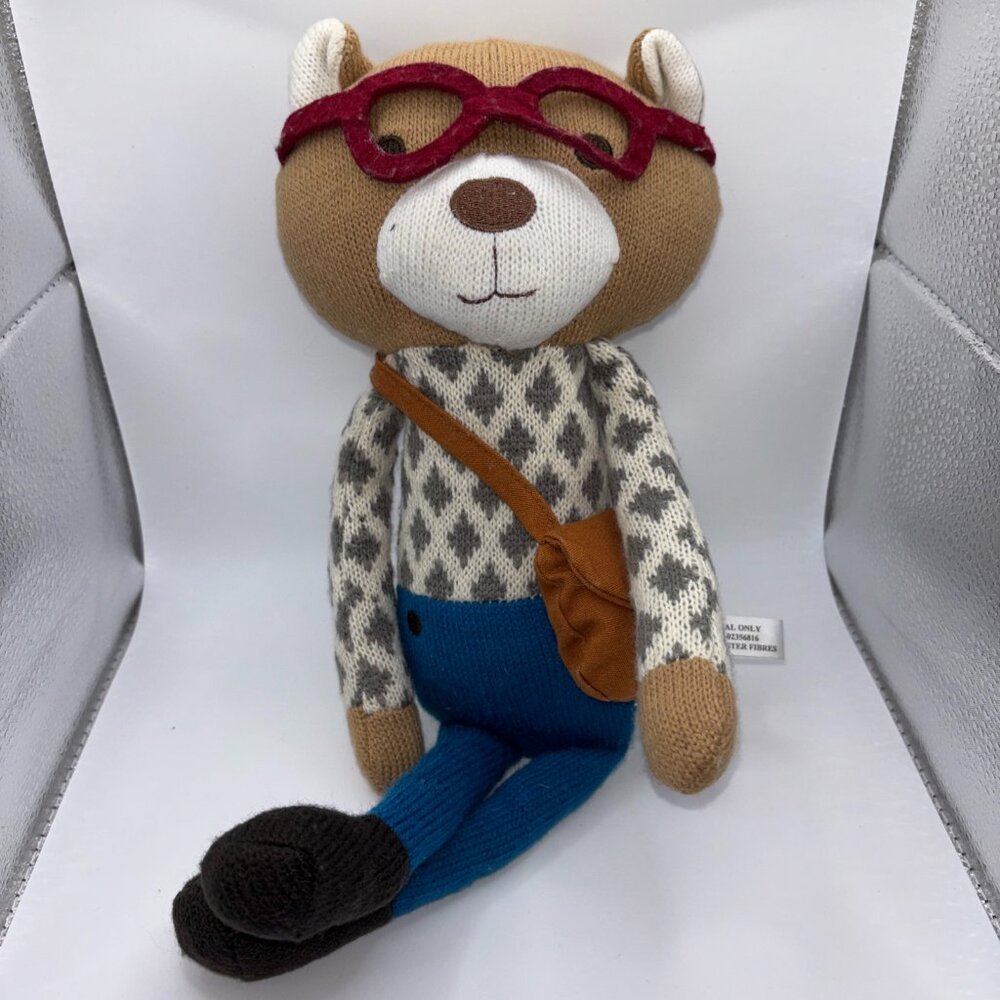 THE PEANUT SHELL CHARLIE THE BEAR SWEATER KNIT PLUSH DOLL FIGURE STUFFED ANIMAL